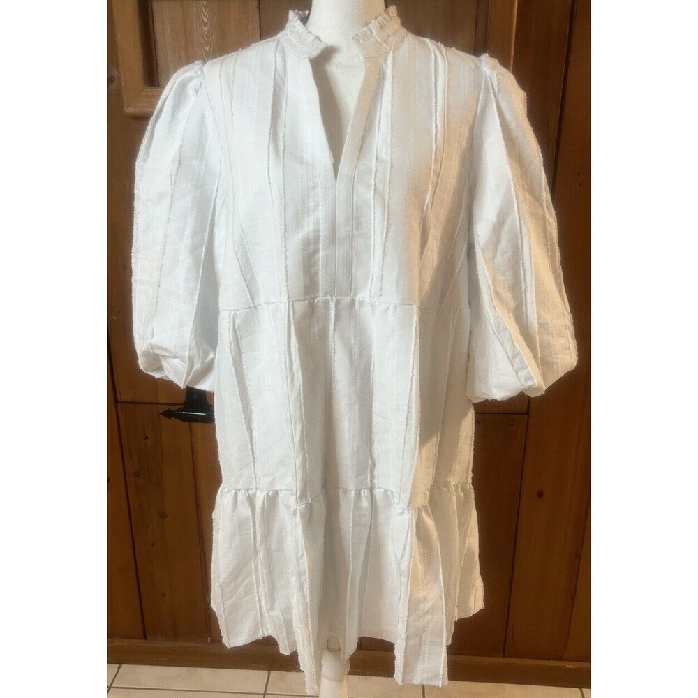 Emily McCarthy Women’s Frankie Dress Large Puff Sleeve Knee Length Lined Pockets